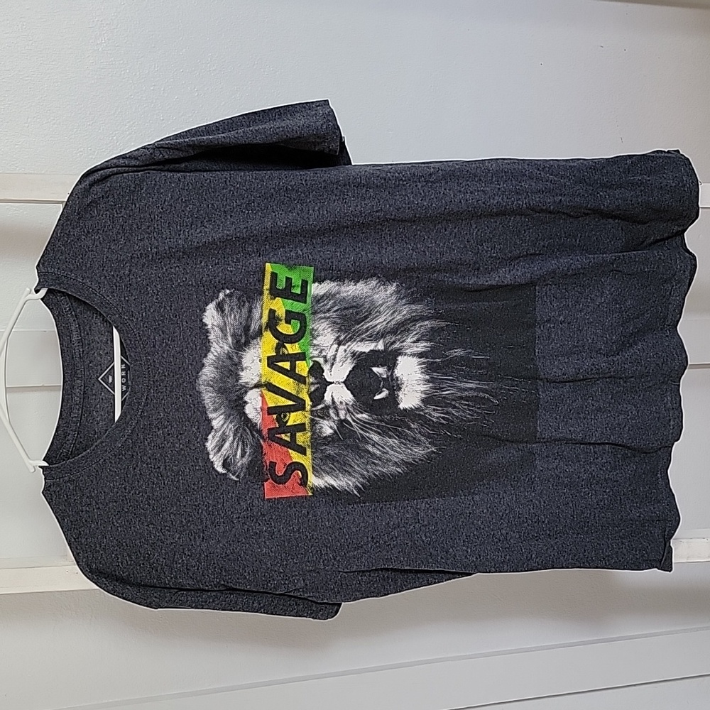 Men's XL Well Worn Los Angeles Brand "Savage" Shirt Lion Tee Tshirt Gray